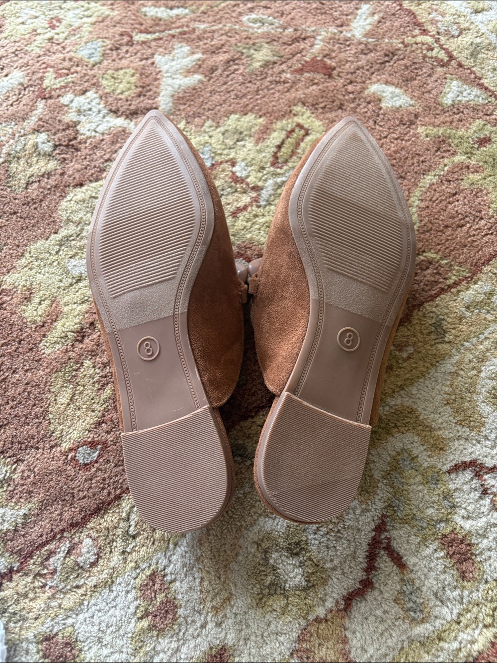 a new day Suede Tan Pointed-Toe Mules with Chunky Chain NWOT never worn - Picture 4 of 5